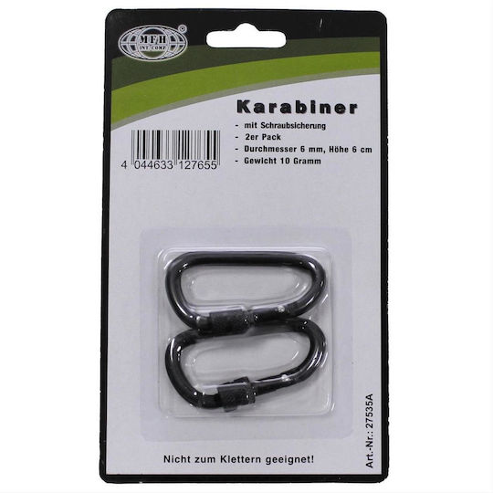 MFH Carabiner Lockable Carabiners 6mm x 6cm 2pcs