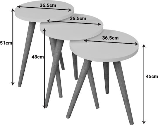 Round Side Table Perjene Wooden White L36.5xW36.5xH51cm.