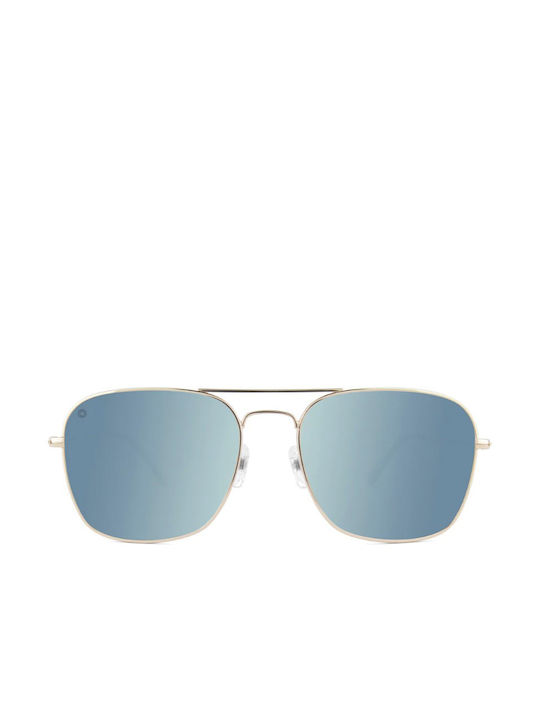 Knockaround Women's Sunglasses with Gold / Sky Blue Frame and Gold Polarized Mirror Lens