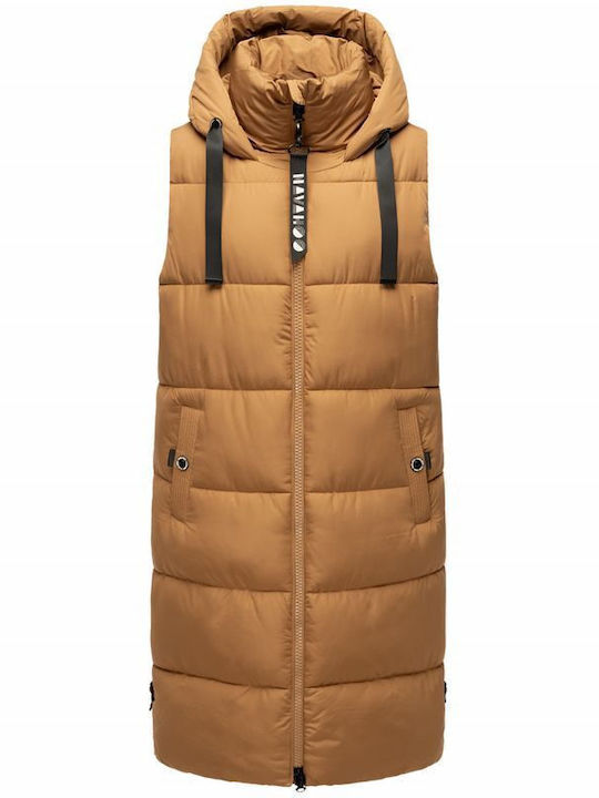 Navahoo Lang Damen Ärmellos Puffer Jacke Wasserdicht für Winter Camel NAV-SCNUFEL-CAMEL