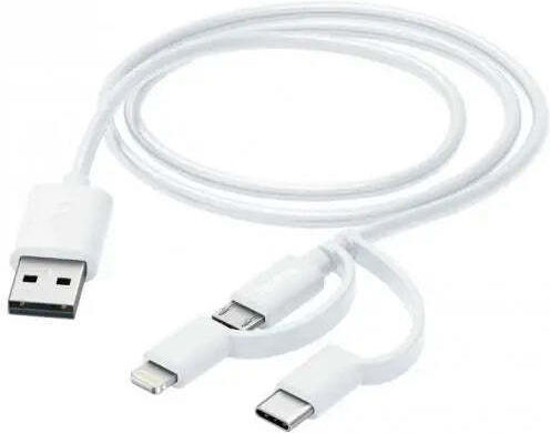 HAMA Редовен USB към Type-C / Lightning / micro USB Кабел 2.1A Бял 1м 00201535