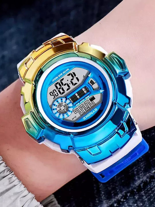 Synoke Kinder-Digitaluhr mit Kautschuk/Plastikarmband Blau