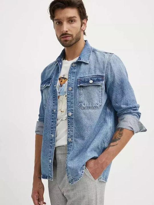 Long Sleeve Denim Overshirt in Regular Fit Blue