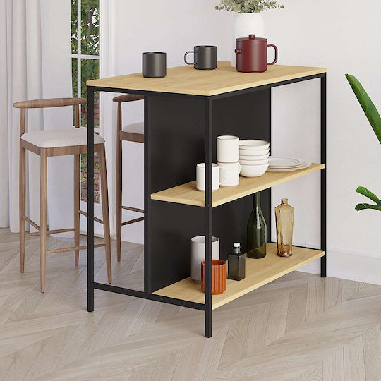 Detroit Table Bar Wooden with Metal Frame Sapphire Oak - Silky Black 100x60x95cm