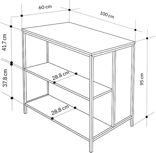 Detroit Table Bar Wooden with Metal Frame Sapphire Oak - Silky Black 100x60x95cm