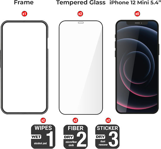 Amdetech 3D Tempered Glass 2buc (iPhone 12 mini)
