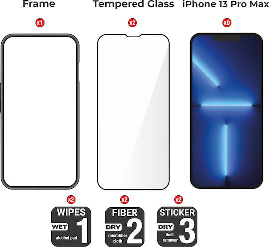 Amdetech 3D Tempered Glass 2buc (iPhone 13 Pro Max)