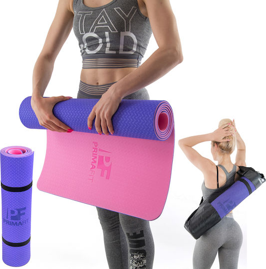 PrimaFit Στρώμα Γυμναστικής Yoga Μωβ (183x61cm)