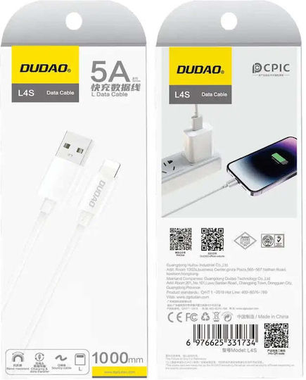 Dudao L4sl USB-A zu Lightning Kabel Weiß 1m