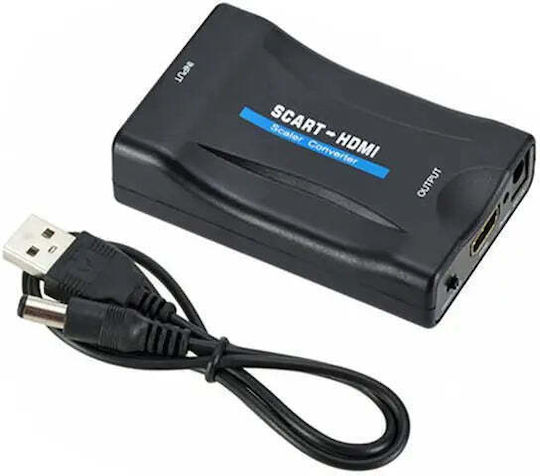 Конвертор Scart женски към HDMI женски Черен 1бр ASK-ST001