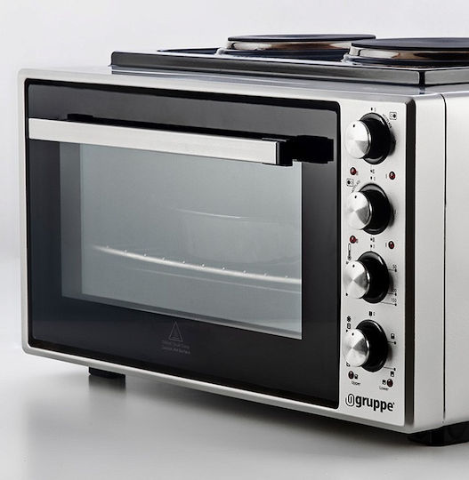 Gruppe Electric Countertop Oven 50lt with 2 Burners and Air Silver