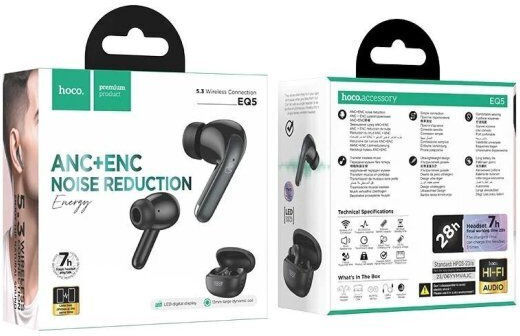 Hoco EQ5 Energy Earbud Bluetooth Handsfree Ακουστικά με Θήκη Φόρτισης Μαύρα