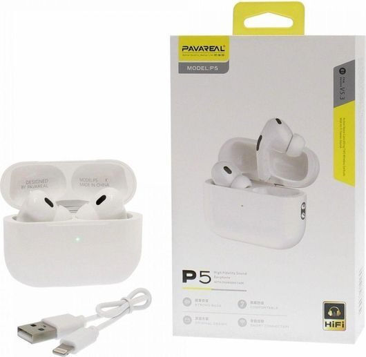 Pavareal P5 In-ear Bluetooth Handsfree Ακουστικά με Θήκη Φόρτισης Λευκά
