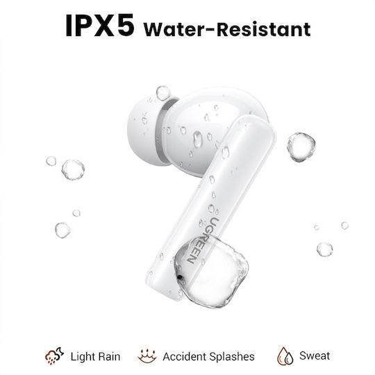 Ugreen HiTune T6 In-ear Bluetooth Handsfree Ακουστικά με Αντοχή στον Ιδρώτα και Θήκη Φόρτισης Λευκά