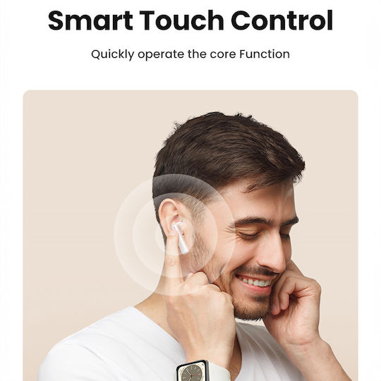 Ugreen HiTune T6 In-ear Bluetooth Handsfree Ακουστικά με Αντοχή στον Ιδρώτα και Θήκη Φόρτισης Λευκά