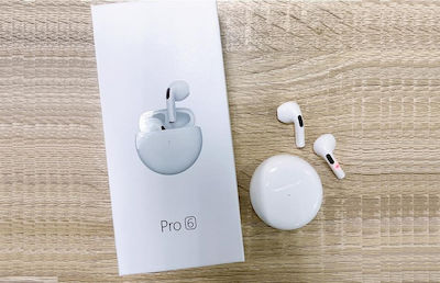 Pro 6 Earbud Bluetooth Handsfree Earphones with Charging Case Whitά