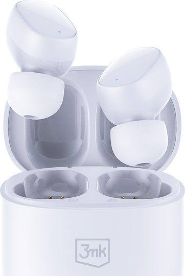 3MK FlowBuds Bluetooth Handsfree Ακουστικά με Θήκη Φόρτισης Λευκά