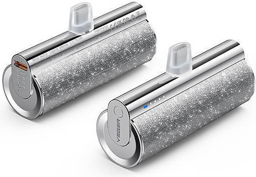 Veger W0573 Power Bank 5000mAh 12W with USB-C Port Power Delivery Glitter Silver