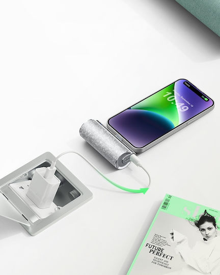 Veger W0573 Power Bank 5000mAh 12W with USB-C Port Power Delivery Glitter Silver