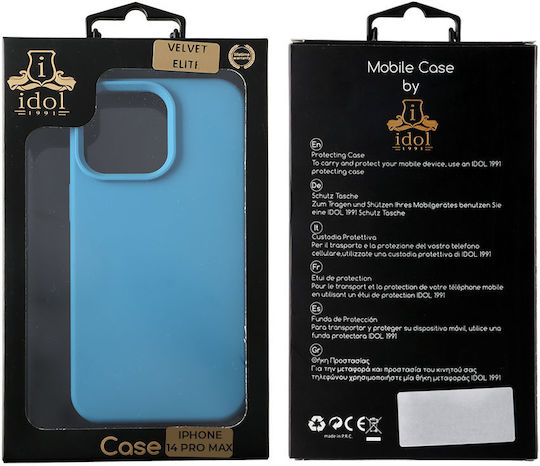 Idol 1991 Velvet Elite Umschlag Rückseite Silikon Wasserdicht Blau iPhone 14 Pro Max