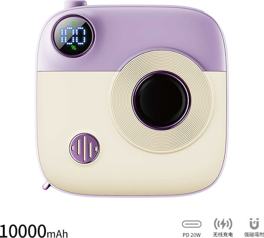XO PR223 Power Bank 10000mAh 5W με Θύρα USB-C Purple & White