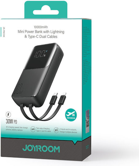 Joyroom Power Bank 10000mAh 30W with USB-A Port and USB-C Port Black