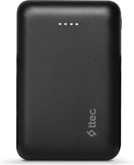 TTEC ReCharger Duo Power Bank 10000mAh 10.5W με 2 Θύρες USB-A και Θύρα USB-C Μαύρο