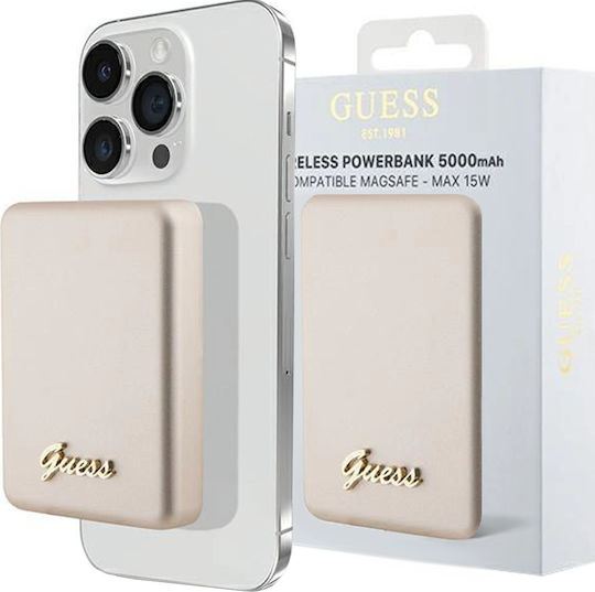 Guess Metal Script Logo MagSafe Power Bank 5000mAh 15W Χρυσό