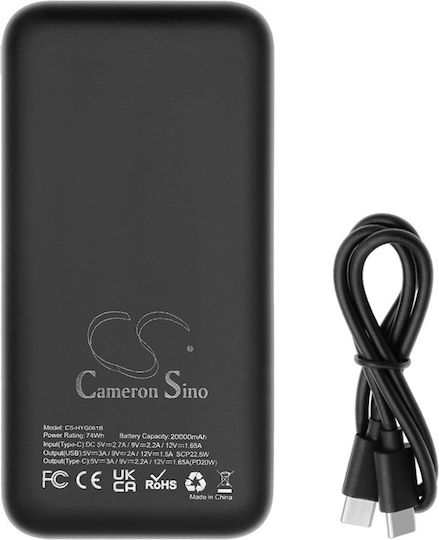 Cameron Sino HYG061 Power Bank 20000mAh με 2 Θύρες USB-A Μαύρο