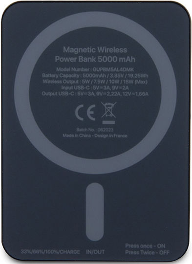 Guess Metal Logo MagSafe Power Bank 5000mAh 15W Μαύρο