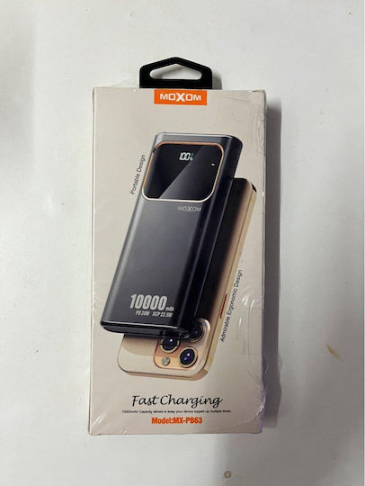 Moxom MX-PB63 Power Bank 10000mAh 20W με 2 Θύρες USB-A Power Delivery Μαύρο