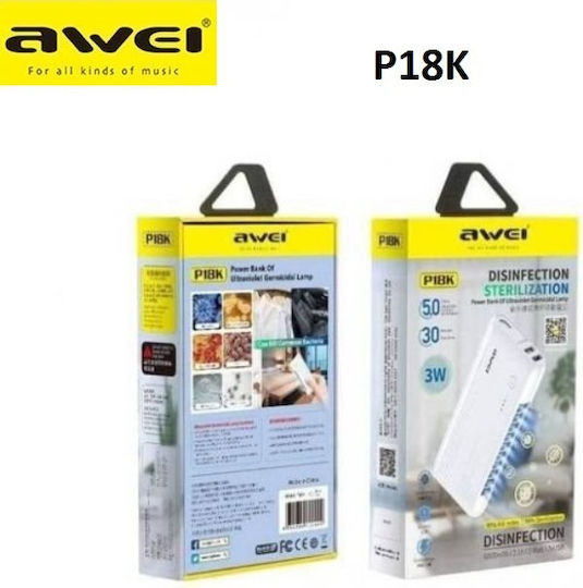 Awei P18K Power Bank 6000mAh mit 2 USB-A Anschlüssen Schwarz
