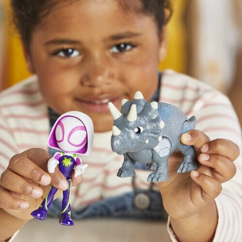 Action-Figur Spidey And His Amazing Friends Spider-Man Ghost-Spider & Rhino Dino 6cm.