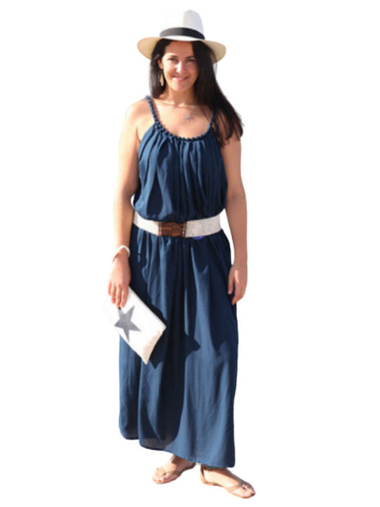 D'DBalears Damen Maxikleid Blau Marin