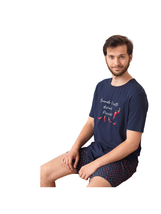 You 365 Pijama pentru bărbați din bumbac Piccante 74770 Albastru