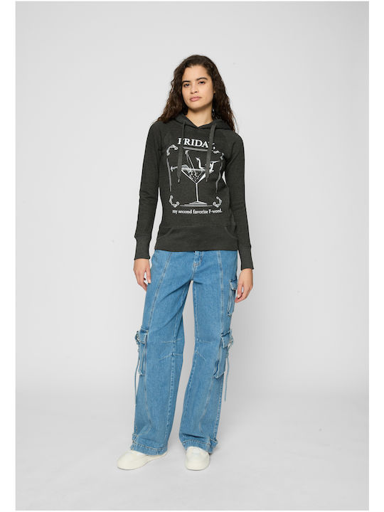 Damen Sweatshirt Kapuzen Gray