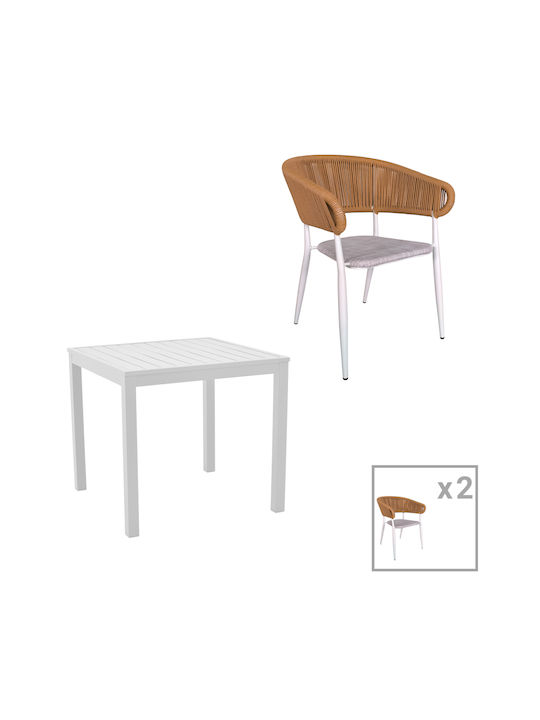 Kliton Dining Room Set for Small Outdoor Spaces Raven 3 Pieces White