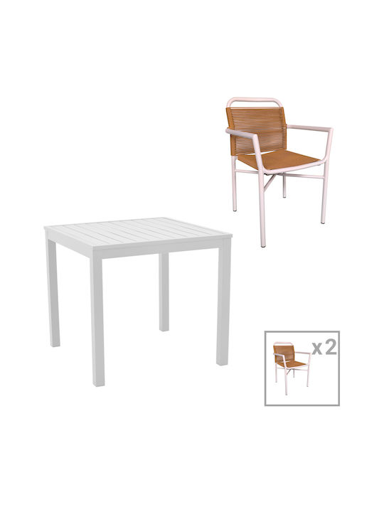 Kliton Clutch 3 Pieces White Dining Room Set for Small Balcony