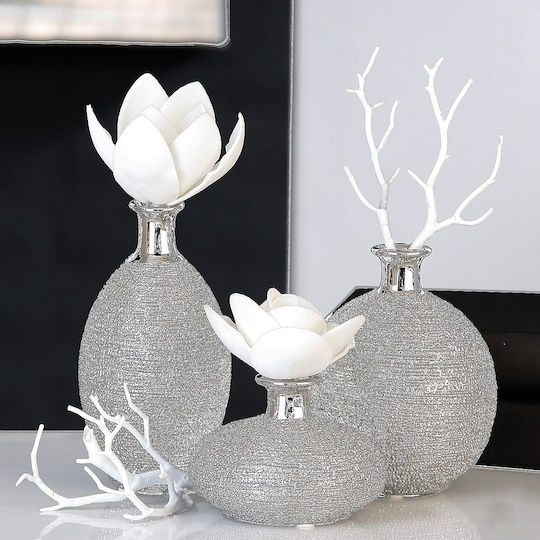 ArteLibre Διακοσμητικό Βάζο Keramik Silber 9x9x15cm 1Stück (Verschiedene Designs)