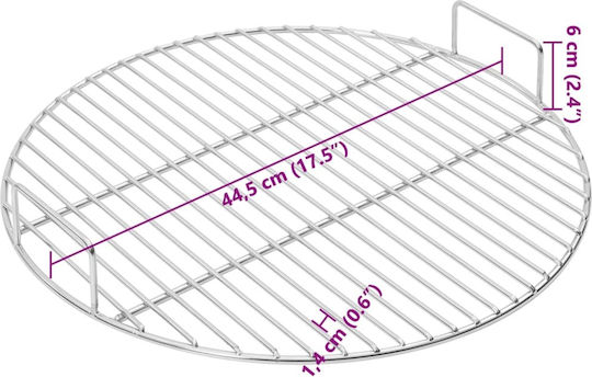 vidaXL Στρογγυλή Ανοξείδωτη Σχάρα Ψησίματος 44.5εκ.