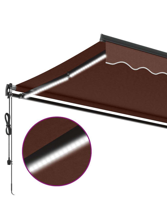 vidaXL Terrace Wall Tent with LED Light and Wind Sensor Brown 3.5x2.5cm