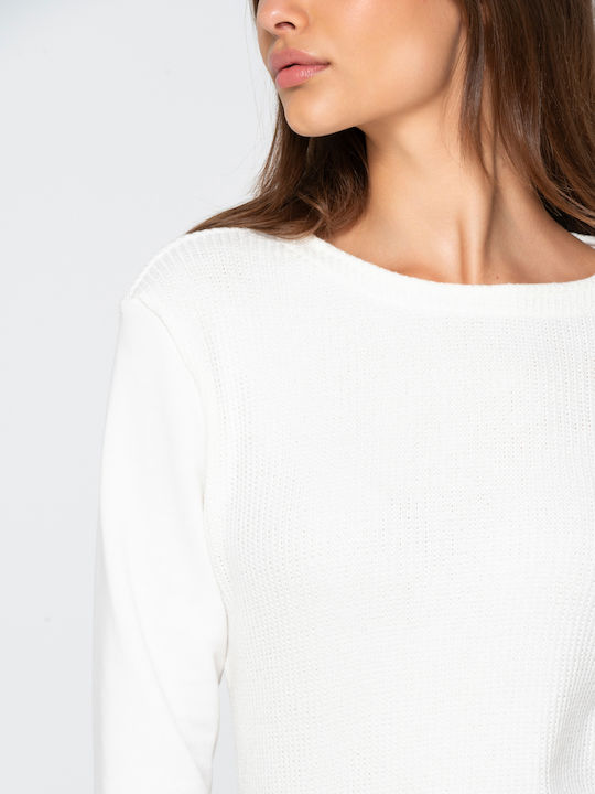 Luna Damen Langarm Pullover Weiß