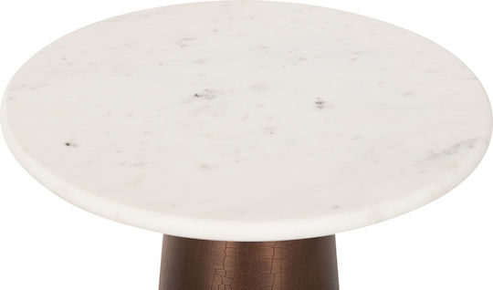 Foden Auxiliary Outdoor Table with Marble Surface and Metal Frame White 40x40xcm