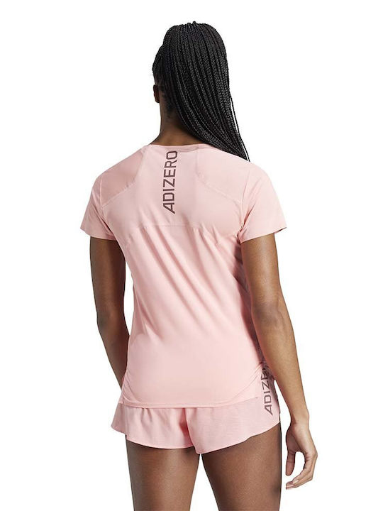 Adidas Adizero Damen Sport T-Shirt Schnell trocknend mit Durchsichtigkeit Rosa