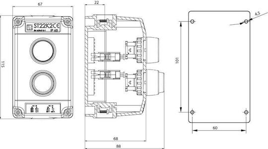 Spamel Industrial Push Button ST22K2\02-1