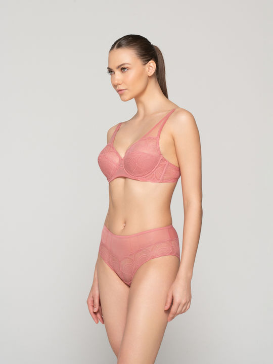 Luna Baumwolle Hochtailliert Damen Slip mit Spitze Rose