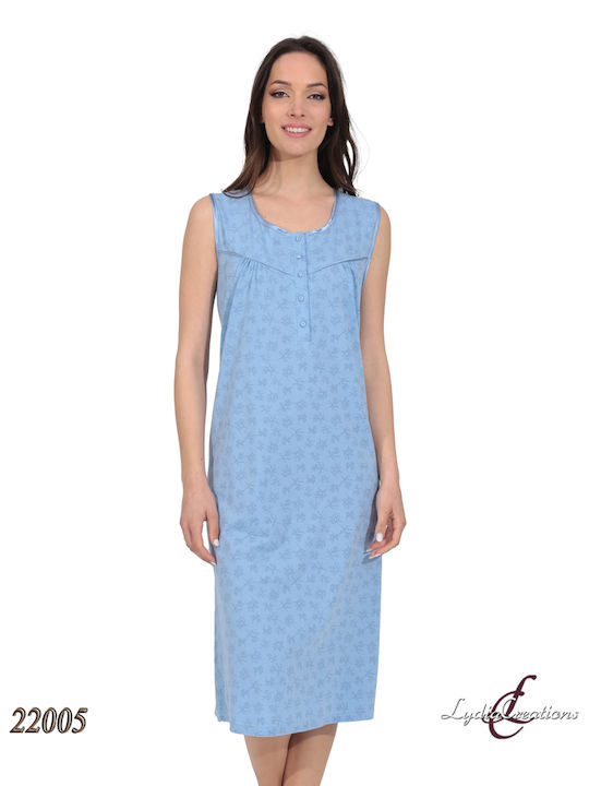 Lydia Creations Summer Satin Women's Nightdress Light Blue