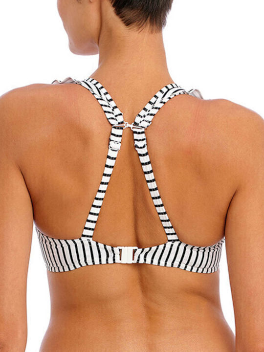 Underwire Bikini Bra with Ruffles Jewel Cove with Adjustable Straps Multicolour Striped