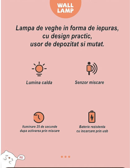 Нощна Светлина LED USB Бяла със Сензор