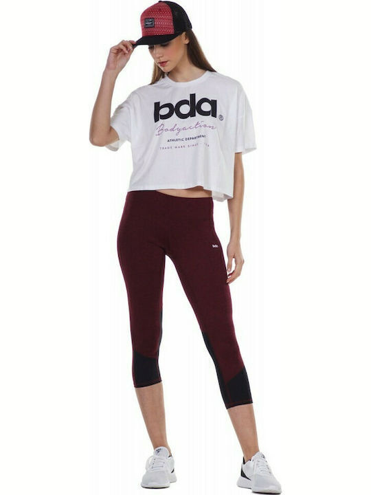 Body Action 031123 Women's Capri Training Legging Maroon